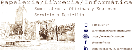 Logo de Carmoficina con fondo decorativo